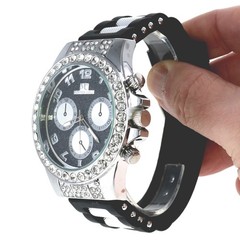 Men’s Hip Hop Watch Iced Bling Rapper Big Stones Silicone Band Luxury Fashion