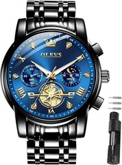 OLEVS Watches Men Stainless Steel Chronograph Watch Luxury Big Face Man Dress Wa