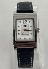 Tommy Hilfiger 23mm Silver Quartz Watch w/Black/Red Reversible Band & Battery