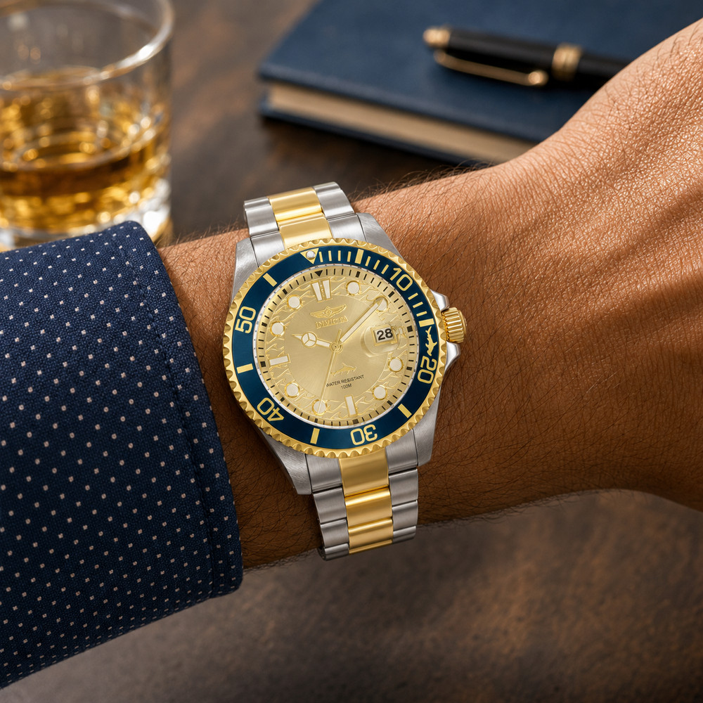 Invicta Pro Diver Currentwave Watch – 43mm Two-Tone Gold & Steel (Model 30022)