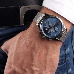 HUGO BOSS 1513677 Men’s Chronograph Watch Blue Dial Gray Mesh Bracelet