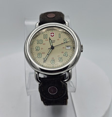 Victorinox Swiss Army Swiss Made Quartz Date Beige Dial Brown Leather 36.9mm