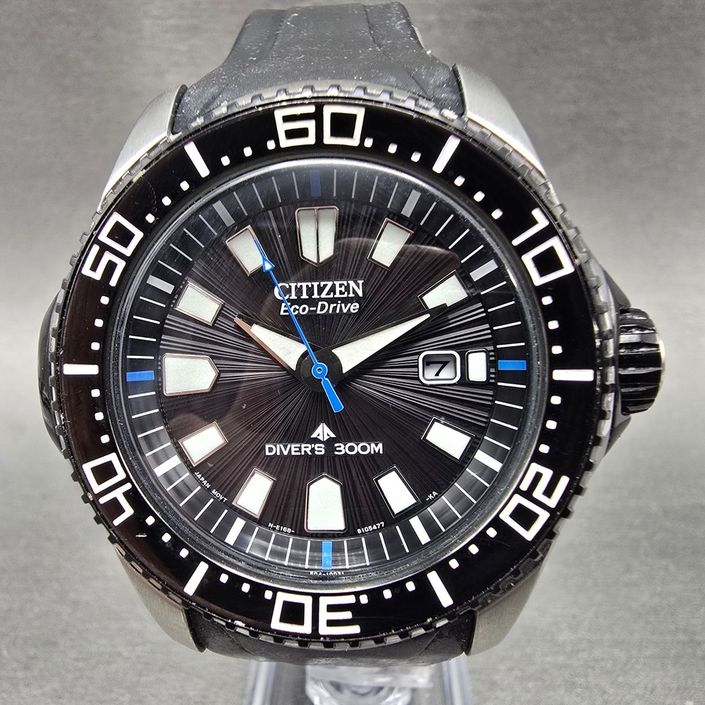 Citizen Eco-Drive Promaster Dive Watch Men 47mm Black Dial Steel Date Runs