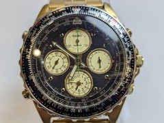 Vintage Seiko Flightmaster SNA414 Gold-Tone Watch 7T34-6A09 New Bracelet!