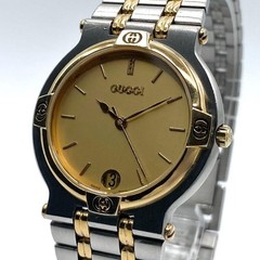 Gucci 9000M Two-Tone Gold Quartz Wristwatch Japan New Battery Working 072687