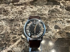 Kenneth Cole Men’s Transparency See Thru Dial Watch [new Battery] Leather Strap