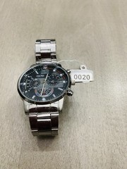 Inschic Men’s Analog Quartz Chronograph Watch 24-Hour Black Dial Silver Bracelet