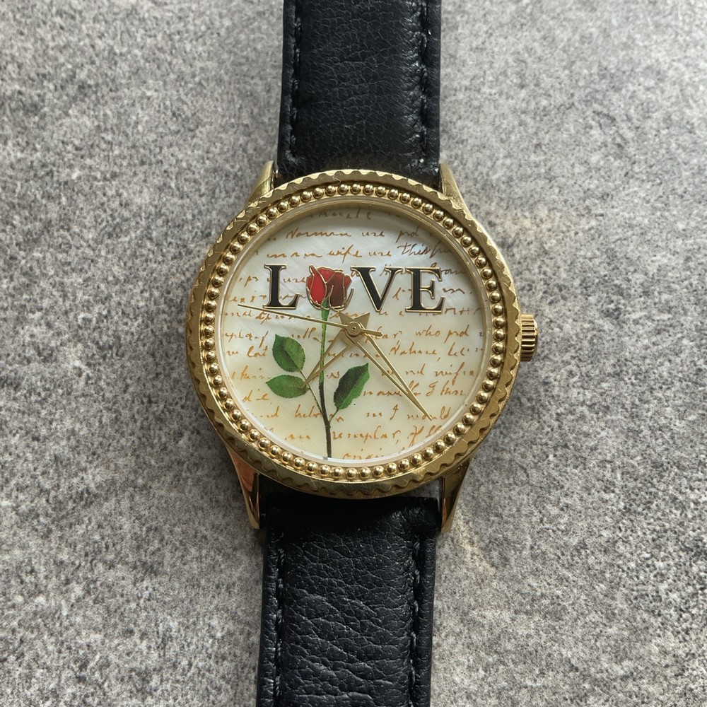 Vntg Arjang & Co. Stamp Series Womens Watch USPS “Love” Rose Stamp Dial Bin Z