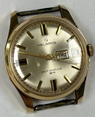 Vintage Helbros Self-Winding Watch Day Date West Germany 17 Jewels RUNNING