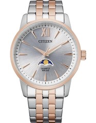 CITIZEN AK5006-58A Men’s Quartz Moon Phase Watch Silver Dial Two Tone