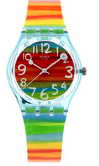 New Swatch Originals Color The Sky Rainbow Plastic Watch 35mm GS124 $80