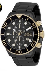 Invicta Pro Diver 53mm Black Gold Chronograph Men’s Watch New Stainless Steel