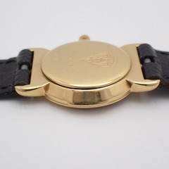 Used Gucci 3400FL Quartz Ladies Watch Gold GP Black Dial Leather Strap Ioki