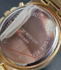 VTG Accutime 47mm All SS Gold Tone Japan Quartz Watch Rotating Bezel New Battery