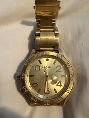 NIXON 51-30 SIMPLIFY Tide Men’s Watch Gold Tone 300M Excellent #1083