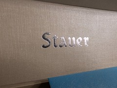 Stauer Metropolitan #17961 Japan Movt Genuine Black Leather NIB Blue Hands