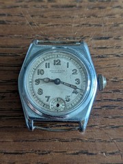Morley & Sons Military Style, Chrome Plated Watch, Ticking, to Restore #S393