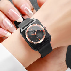 1pc Square Simple Casual Dial Silicone Strap Black