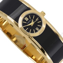 Caravelle NY by Bulova Womens Bangle Watch, Black & Gold Band, Round Dial