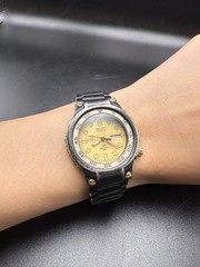 VTG Seiko SQ Sports 150 PVD Black/Gold 7N3692 women’s quartz wristwatch