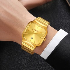 SKMEI Men Square Watch Steel Business Male Watch Date Week Display Wristwatch