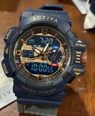 Activa Sports Men’s Analog-Digital Quartz Date 30m 49mm Blue/Gold Watch