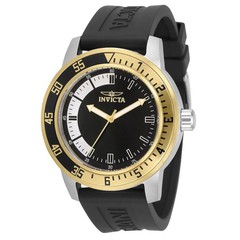 Invicta Speciality 45mm Stainless Steel Case Black Dial Silicone Strap Quartz…