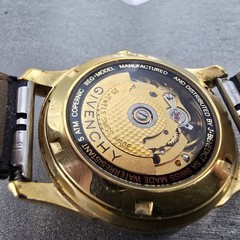 Givenchy Automatic Watch Men 34mm Blue Dial Gold Tone Skeleton Round Runs