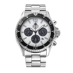 ORIENT Mako RN-TX0203S White Panda Solar Chronograph Men’s Watch New in Box