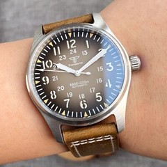 39mm Pilot Tandorio Retro Gray Red Blue Watch For Men 200m Waterproof Green Lume