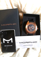 Morphic M46 Series Leather-Band Men’s Watch – Black/Rose Gold