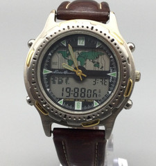 Vintage Eddie Bauer World Time Mens Watch 41mm Digital BROKEN FOR PARTS REPAIR