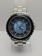 Mens Breda Watch 41mm Silver Tone Blue Mother Of Pearl Dial New Battery