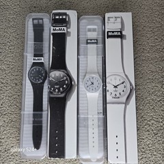 2 NEW Swatch MOMA 1 Black And 1 White Watches Working Never Worn