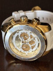 Invicta Speedway Chronograph Gold Tone Scuba Watch 50mm case luminous hour marks