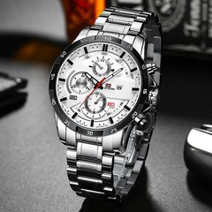 Top Men Watch Sports Style 46mm Large Leather Racing Style Casual Fashion