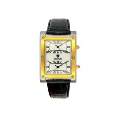 Croton Dual Time Tank Watch • Two-Tone Silver & Gold • 43 mm • Luxury Wristwatch
