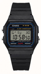Casio Mens F91W-1 Classic Black Digital Resin Strap Watch
