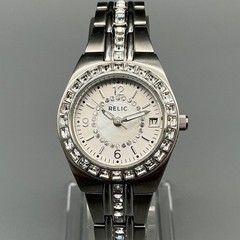Relic Womens Watch 25mm MOP Crystals Bezel Date Stainless New Battery 6″