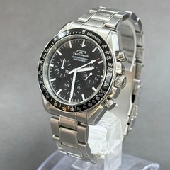 TECHNOS Chronograph Quartz Watch Wrist 18.5cm 7.28in Working Boxed Silver Japan