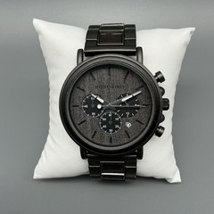 BOBO BIRD Mens Watch 44mm Gray Wood Dial Chronograph Date New Battery 8.75″