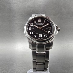 Victorinox Swiss Army Officer Watch Women 28mm Black Dial Steel Date New Battery