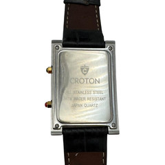 Croton Dual Time Tank Watch • Two-Tone Silver & Gold • 43 mm • Luxury Wristwatch