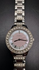 Fossil Pink Face Rhinestone Womens Watch, Needs Battery or Repair