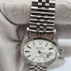 Rolex Datejust 36mm Oyster Perpetual 18k White Gold Steel Silver Dial 16014