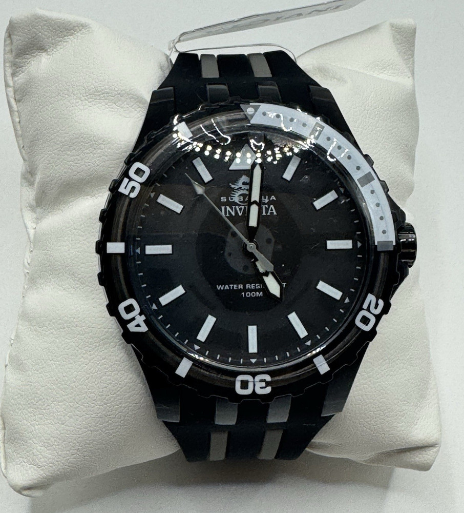 NEW! Invicta Men’s Watch Subaqua Quartz Black/Grey Silicone Strap (69447)