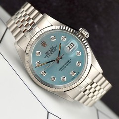 Rolex 36mm Datejust Steel Fluted Jubilee Ice Blue Dial Watch