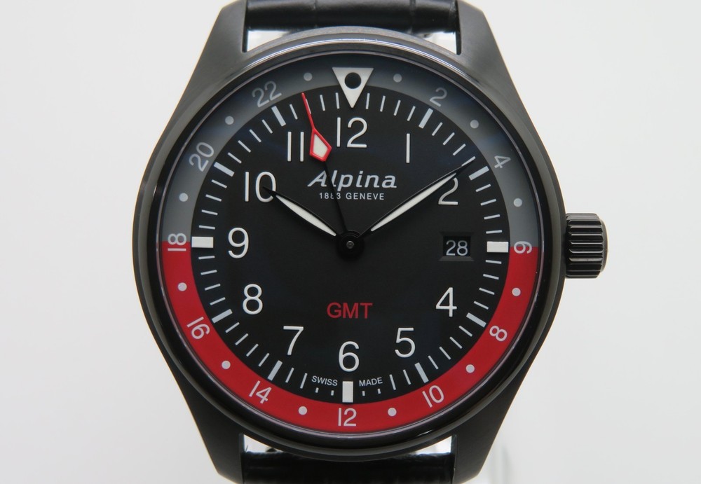 Alpina Startimer GMT Pilot AL-247BR4F Mens 42mm St.Steel Swiss Quartz Wristwatch