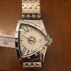 Bestwin Asymmetric Mens Triangle Watch. 37mm Stainless Steel Case
