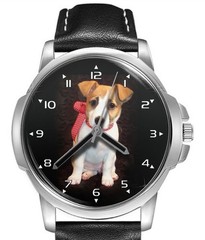 Puppy Of Jack Russell Pet Dog Cute Leather Strap Big Dial Gift Wrist Watch